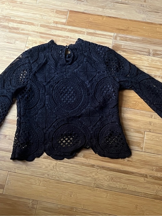 Ultra Pink Tops - Ultra Pink Black Guipure Lace Bell Sleeve Top Boho Goth XL